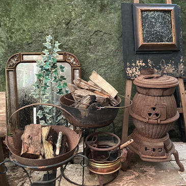 デッキにある昔道具